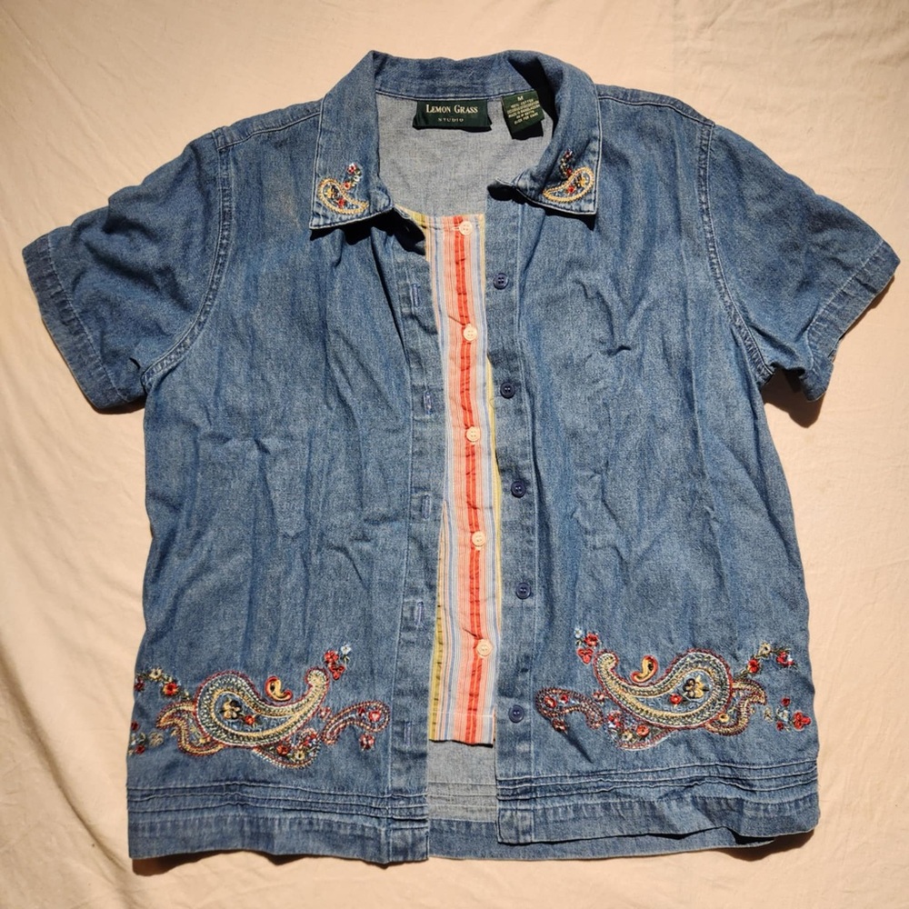 Blue Embroidered Women's Blouse